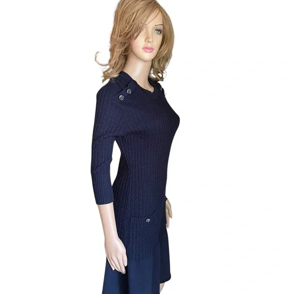 CHANEL Midnight Blue Knit Dress with Button Accents size 36(XS-S) - Picture 3 of 16
